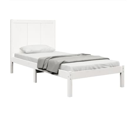 vidaXL Bed Frame White Solid Wood Pine 90X190 cm Single