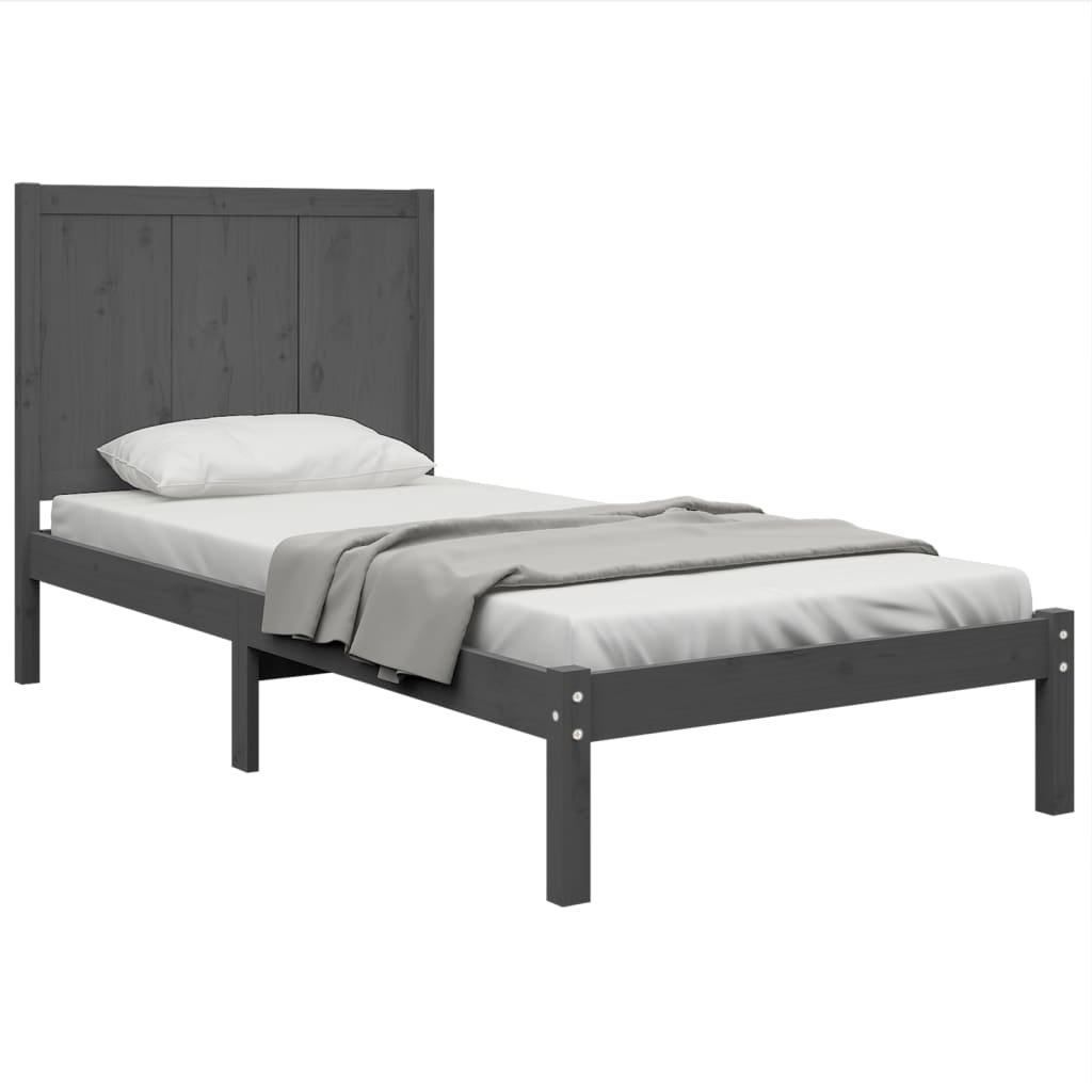 vidaXL Bedframe massief grenenhout grijs 90x190 cm 3FT Single