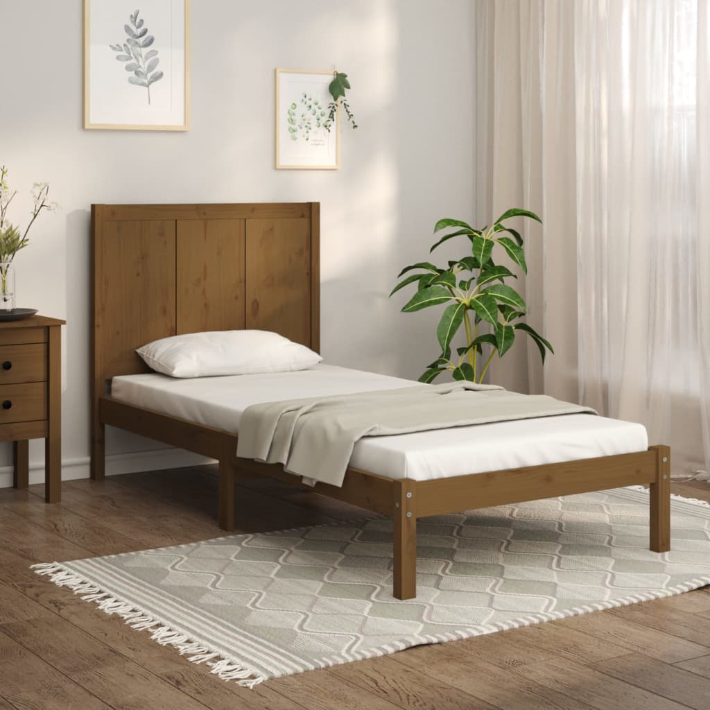 Rám postele medově hnědý masivní borovice 90 x 190 cm Single