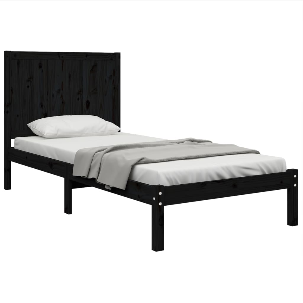 vidaXL Bedframe massief grenenhout zwart 90x190 cm 3FT Single