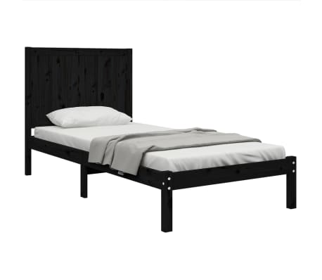 vidaXL Bed Frame without Mattress Black 90x190 cm Single Solid Wood Pine