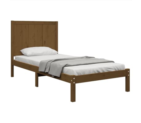 vidaXL Posteljni okvir medeno rjav iz trdne borovine 100x200 cm