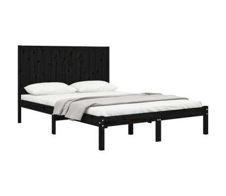 vidaXL S&auml;ngram svart massiv furu 140x200 cm