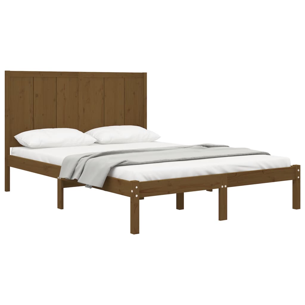 vidaXL Estrutura cama 5FT King 150x200 cm pinho maciço castanho-mel