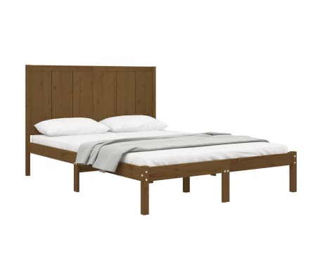 vidaXL Cadre de lit Marron miel Bois pin massif 150x200 cm Très grand