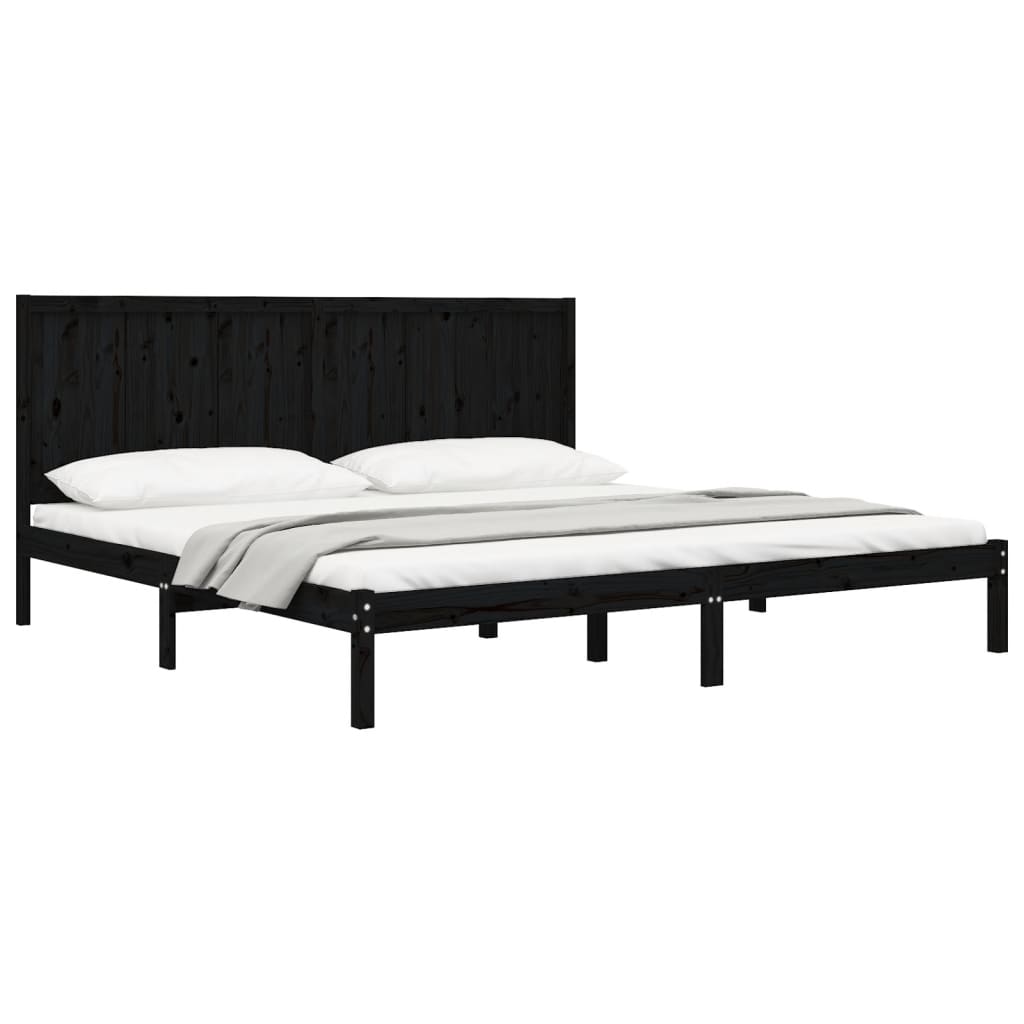 vidaXL Cadru de pat, negru, 200x200 cm, lemn masiv de pin