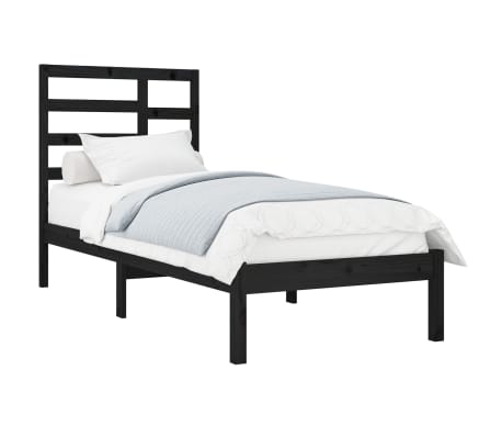 vidaXL Massivholzbett ohne Matratze Schwarz 75x190 cm