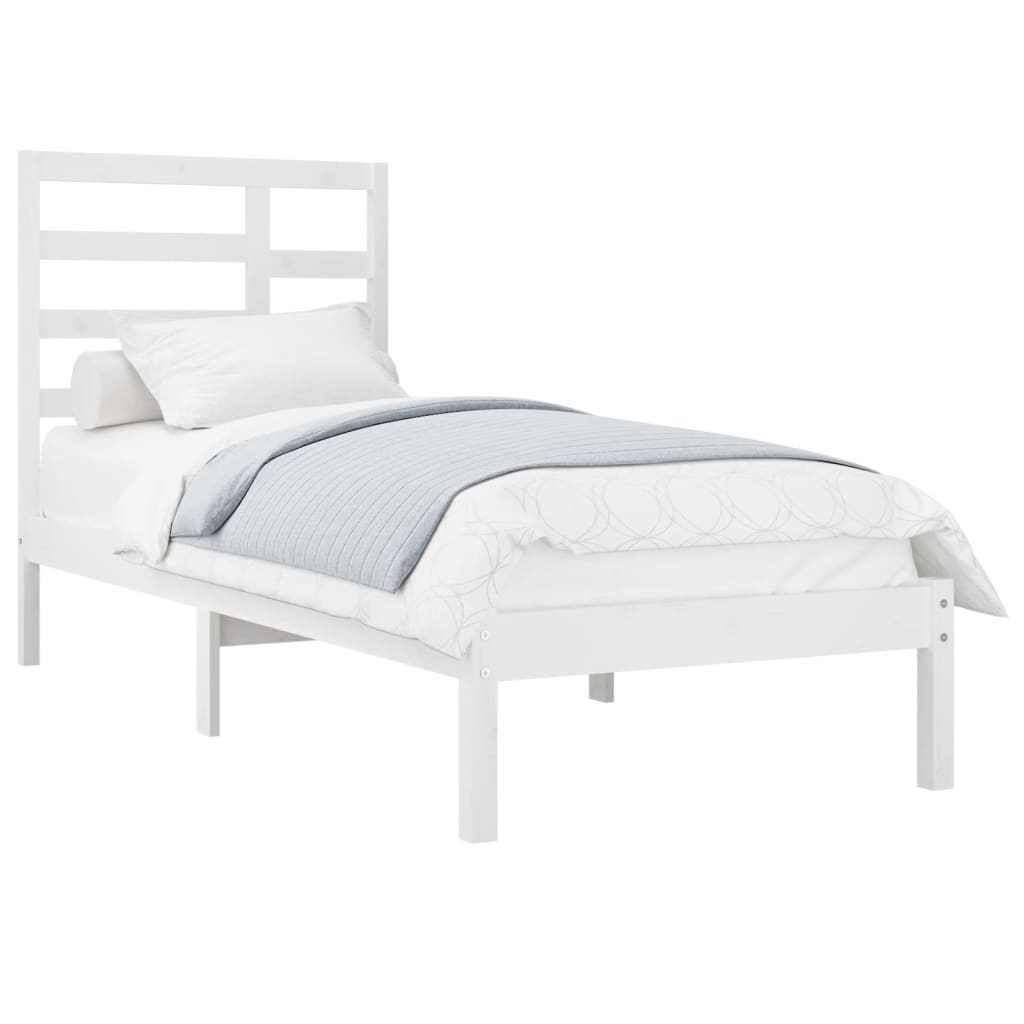 vidaXL Bedframe massief hout wit 90x190 cm afbeelding