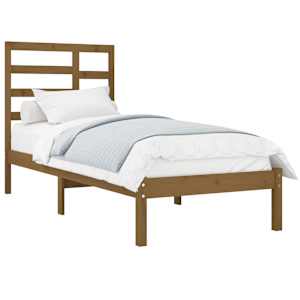 vidaXL Lovos rėmas, medaus rudas, 90x190cm, mediena, vienvietis