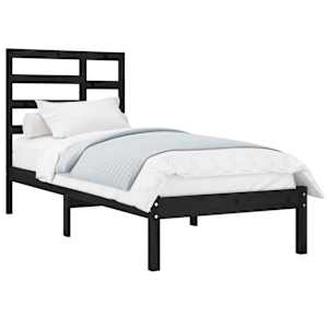 vidaXL Bedframe massief hout zwart 90x190 cm