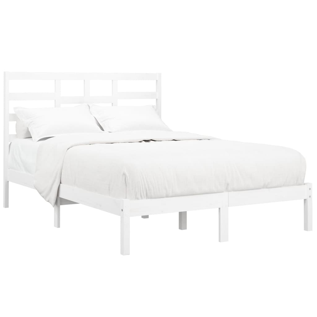 vidaXL Bedframe massief hout wit 120x190 cm afbeelding