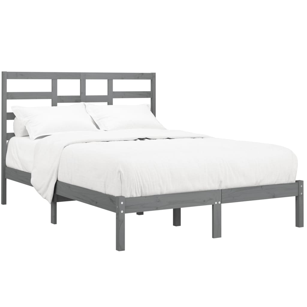 vidaXL Bedframe massief hout grijs 120x190 cm 4FT Small Double