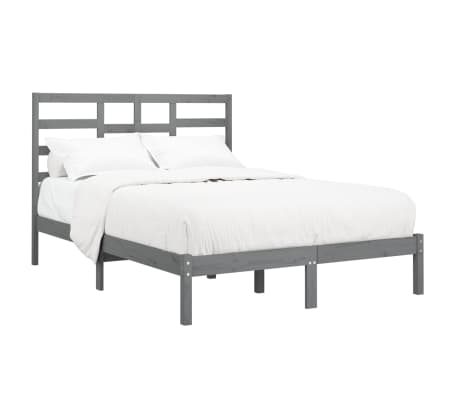 vidaXL Bedframe massief hout grijs 135x190 cm
