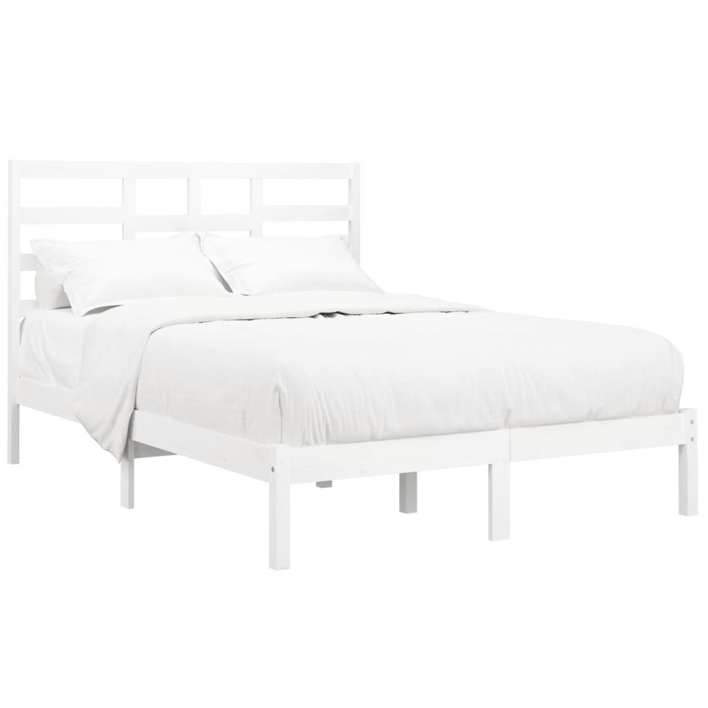 vidaXL Bedframe massief hout wit 140x190 cm afbeelding