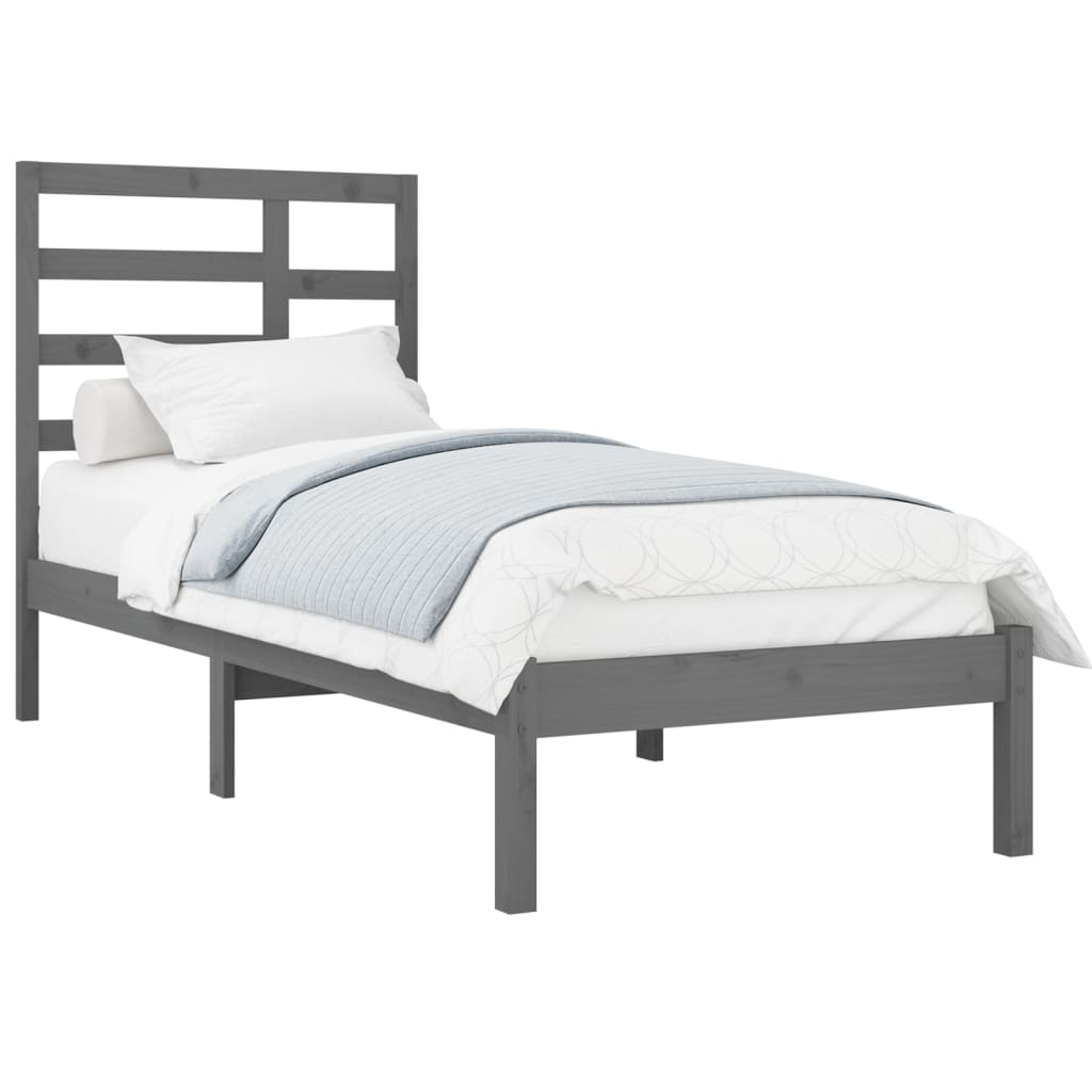 vidaXL Bed Frame without Mattress Grey Solid Wood 90x200 cm