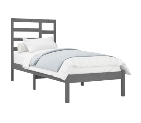 vidaXL Bed Frame without Mattress Grey Solid Wood 90x200 cm