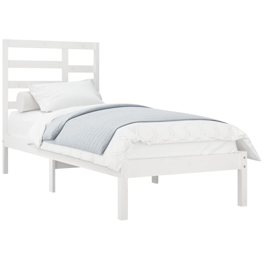 vidaXL Bedframe massief hout wit 100x200 cm afbeelding