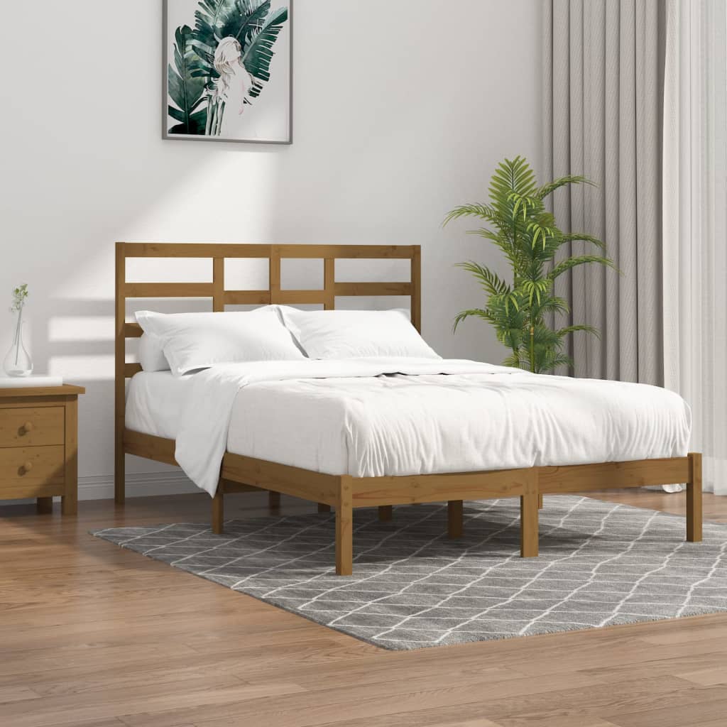Rám postele medově hnědý masivní dřevo 120 x 200 cm
