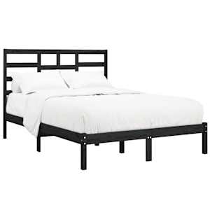 vidaXL sengeramme 140x200 cm massivt træ sort