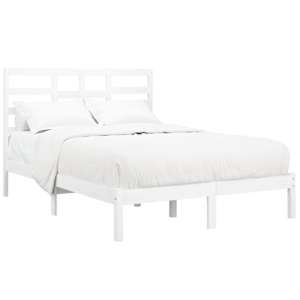vidaXL Lovos rėmas, baltas, 150x200cm, medienos masyvas, didelis