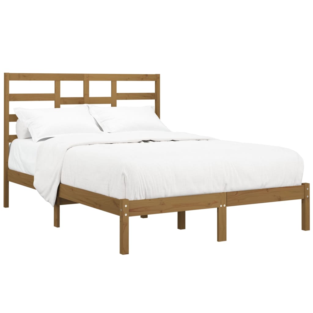 vidaXL gultas rāmis, medus brūns, masīvkoks, 160x200 cm