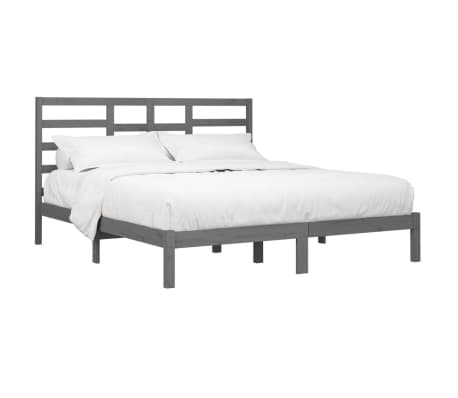 vidaXL Bed Frame without Mattress Grey Solid Wood 180x200 cm Super King