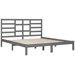 Rám postele šedý masivní dřevo 200 x 200 cm - obrázek 4