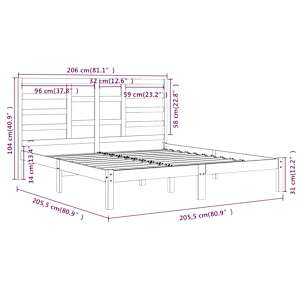 Rám postele šedý masivní dřevo 200 x 200 cm - obrázek 6