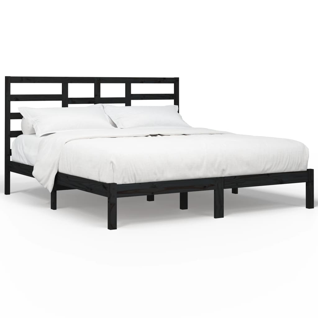 VidaXL Bedframe Massief Hout Zwart 200x200 Cm