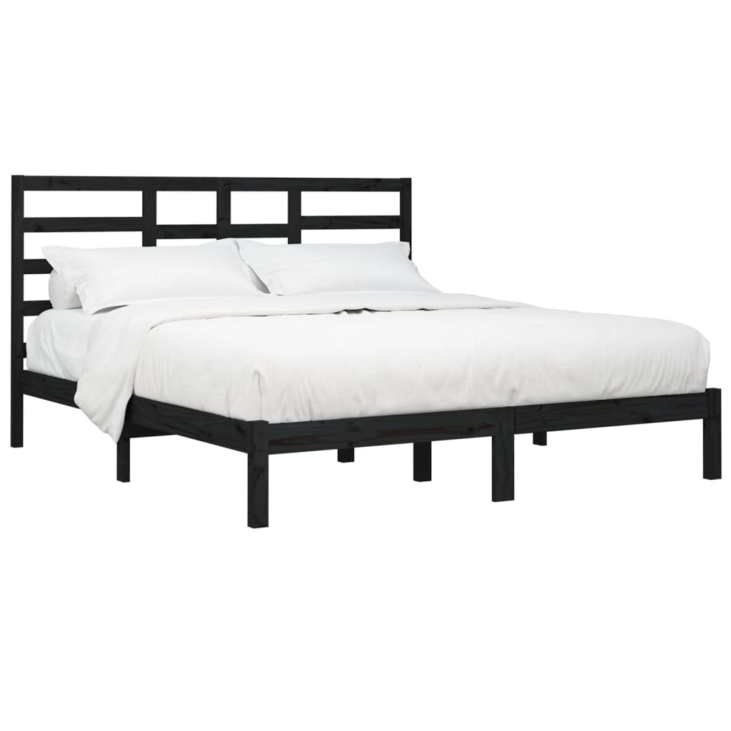 vidaXL Bedframe massief hout zwart 200x200 cm afbeelding
