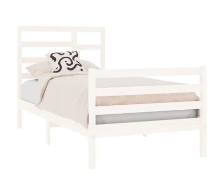 vidaXL Bed Frame without Mattress White Solid Wood 75x190 cm Small Single