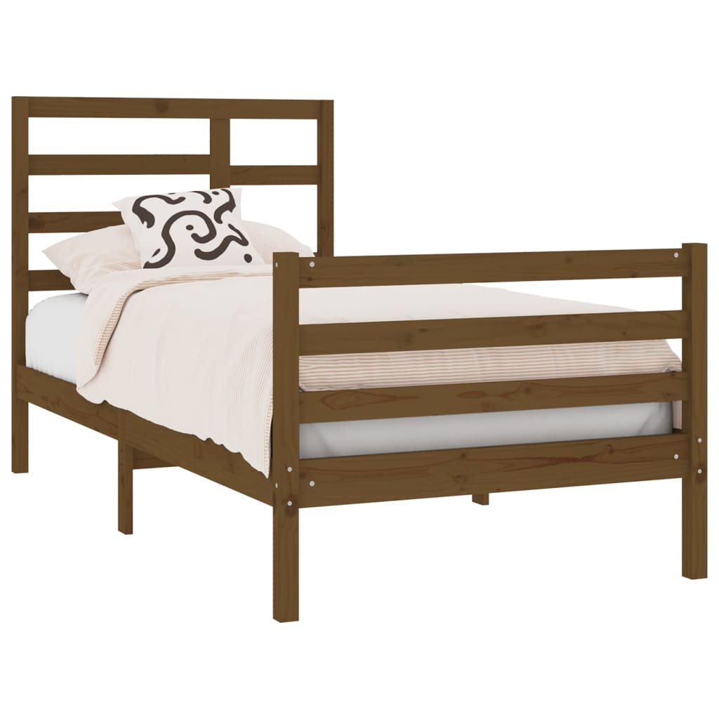 vidaXL Bedframe massief hout honingbruin 75x190 cm 2FT6 Small Single