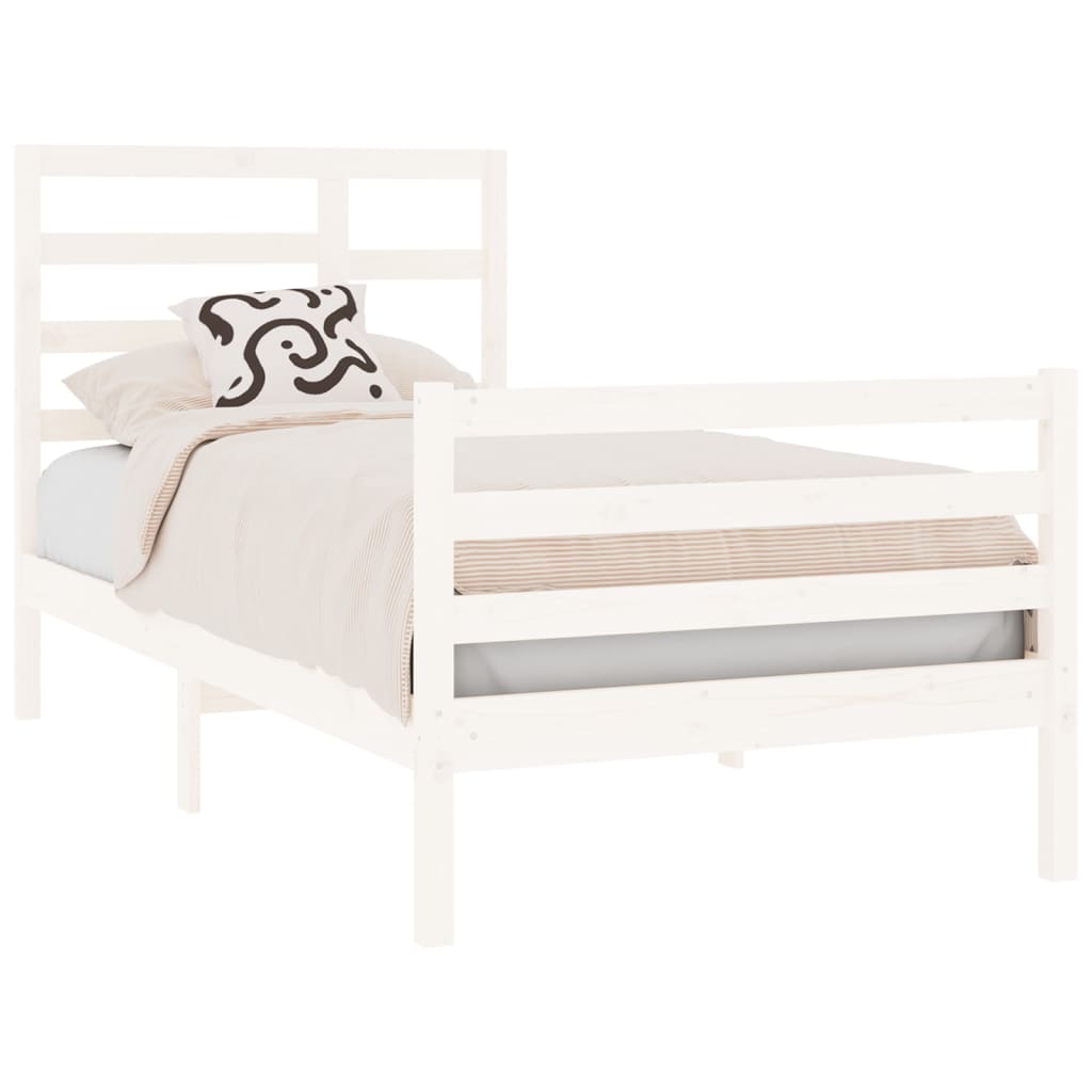 vidaXL Bedframe massief hout wit 90x190 cm afbeelding