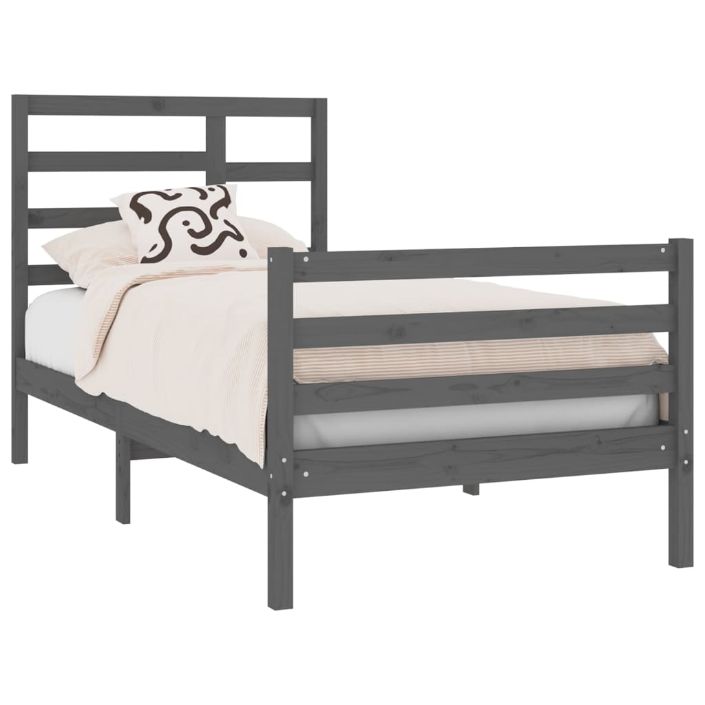 vidaXL Bedframe massief hout grijs 90x190 cm 3FT Single