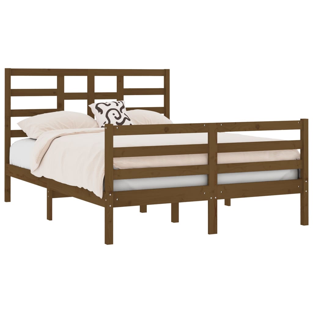 vidaXL Bed Frame without Mattress Honey Brown Solid Wood 120x190 cm Small Double