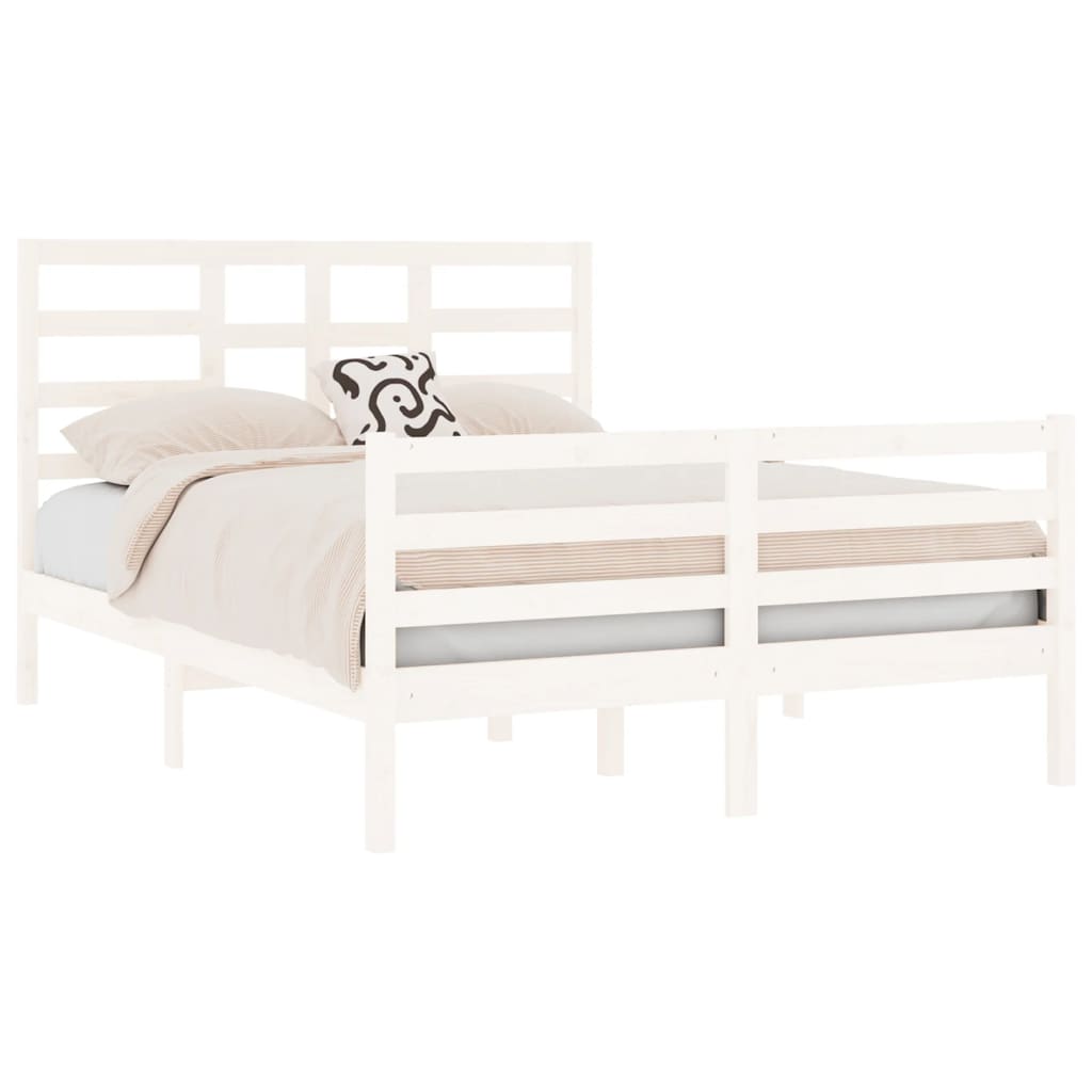 vidaXL Bedframe massief hout wit 135x190 cm 4FT6 Double