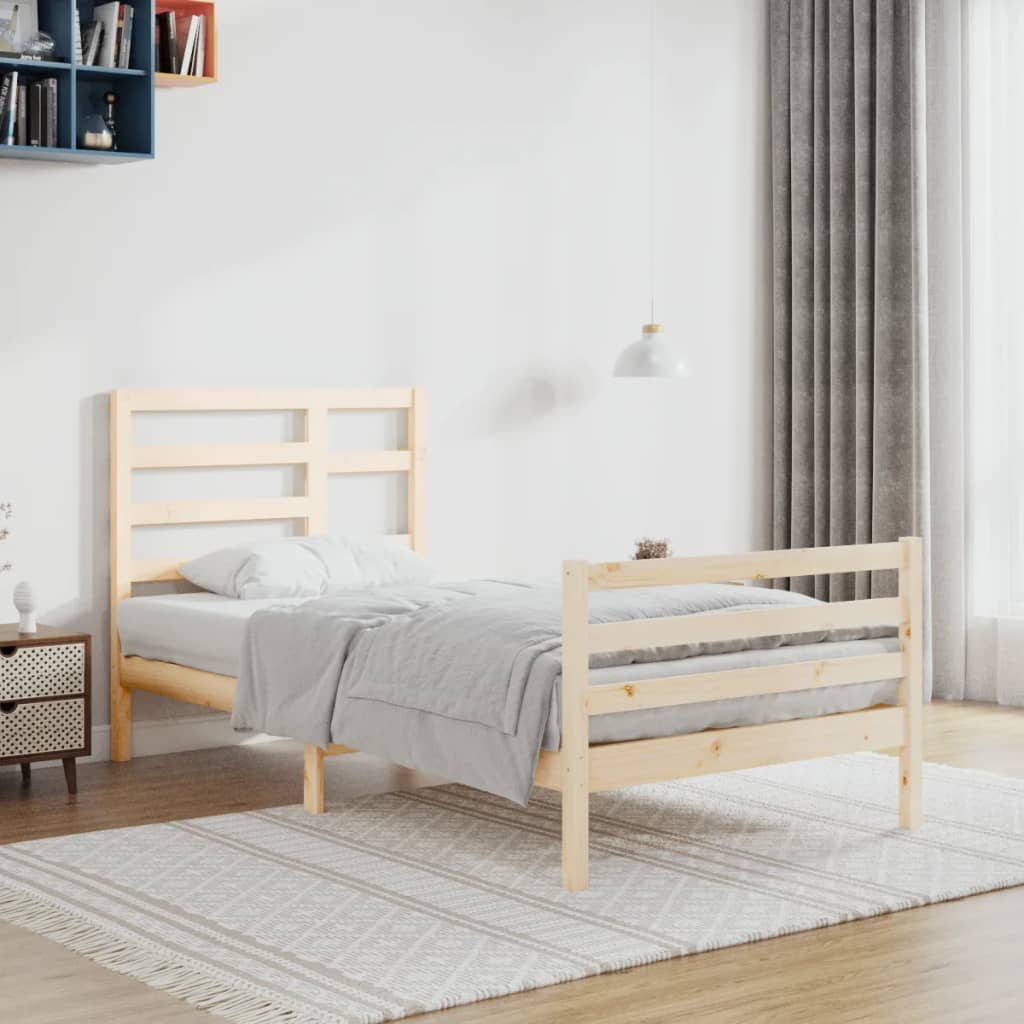 Estructura de cama madera maciza 90x200 cm