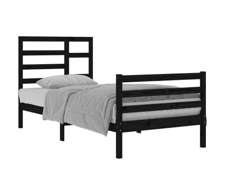 vidaXL Lovos rėmas, juodos spalvos, 90x200cm, medienos masyvas