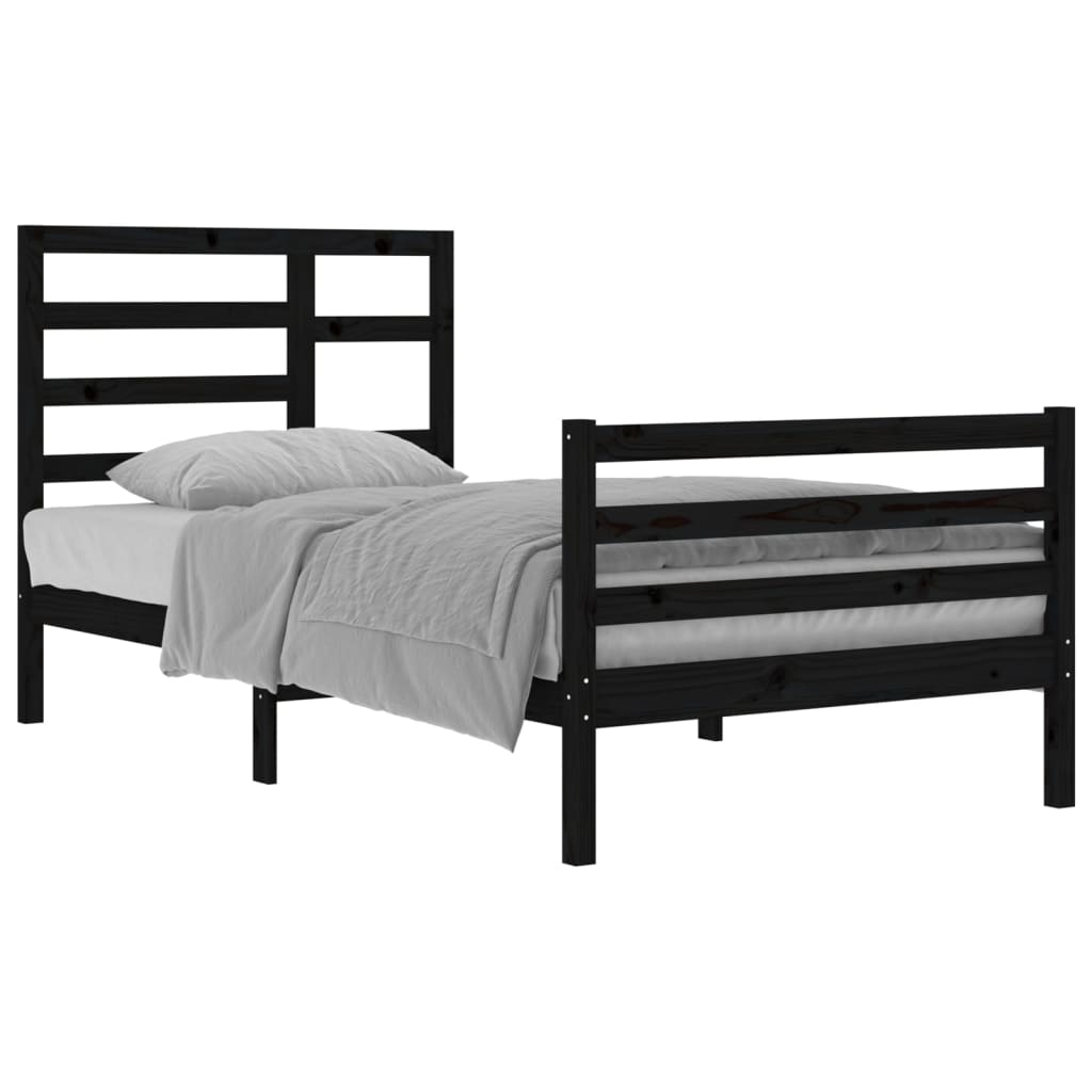 vidaXL Bed Frame without Mattress Black Solid Wood 100x200 cm