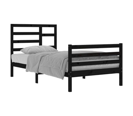 vidaXL Bed Frame without Mattress Black Solid Wood 100x200 cm