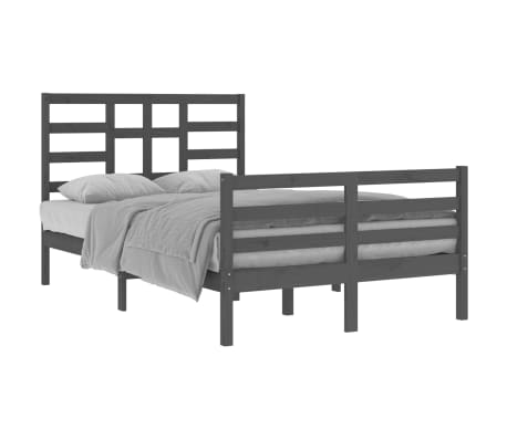 vidaXL Lovos rėmas, pilkos spalvos, 120x200cm, medienos masyvas