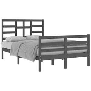 vidaXL Lovos rėmas, pilkos spalvos, 120x200cm, medienos masyvas