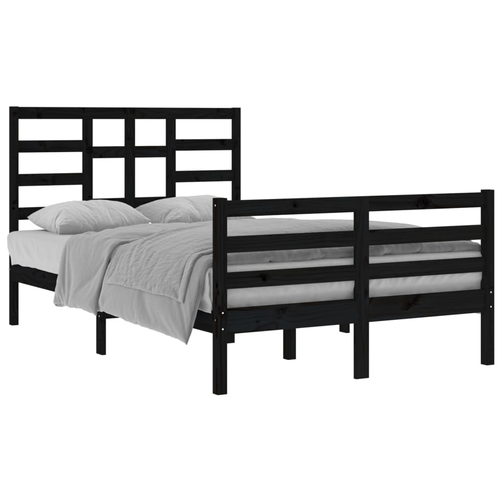 vidaXL Cadre de lit sans matelas noir bois massif 120x200 cm