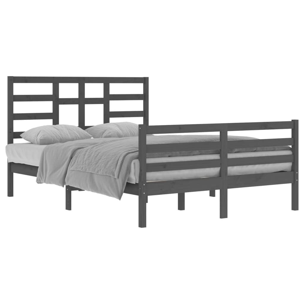 vidaXL Bedframe massief hout grijs 140x200 cm