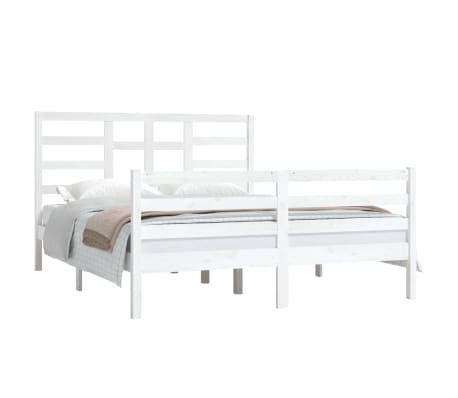 vidaXL Bed Frame White Solid Wood 150x200 cm King Size