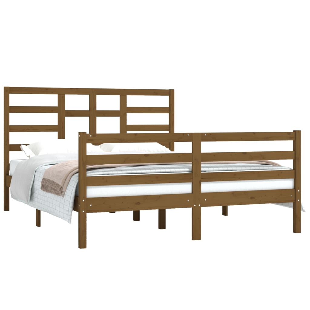 vidaXL Bed Frame without Mattress Honey Brown Solid Wood 150x200 cm King Size