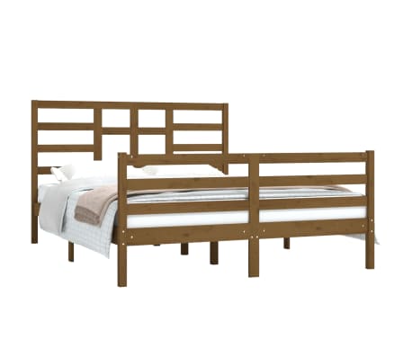 vidaXL Bed Frame without Mattress Honey Brown Solid Wood 150x200 cm King Size