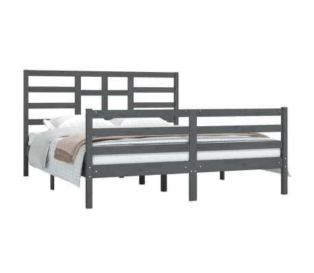 vidaXL Bed Frame Grey Solid Wood 160x200 cm