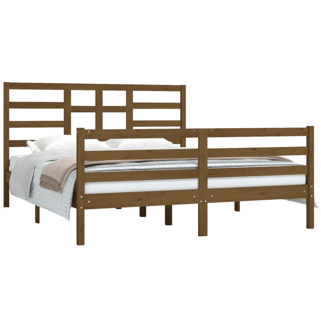 vidaXL Bedframe massief hout honingbruin 160x200 cm