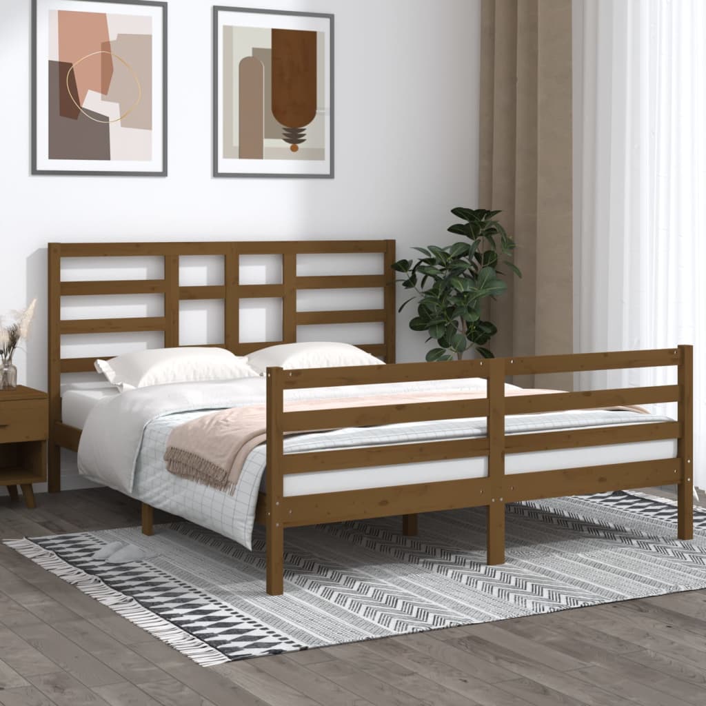 Rám postele medově hnědý masivní dřevo 160 x 200 cm